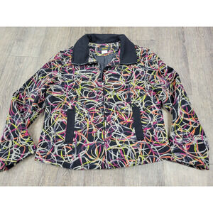 Bala Bala Black Blazer Jacket Colorful Yarn Art Work Lined Wool Blend Large
